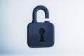 Open padlock on light background. 3D Rendering