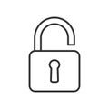 Open Padlock Outline Flat Icon on White