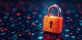 Open padlock, sketched style, binary code grid, abstract, internet, shapes
