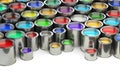 Open paint cans placed close to each other. ÃÂ¡olor palette concept