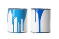 Open paint cans with stains on white