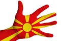 Open palm with the image of the flag of Macedonia. Multipurpose concept Royalty Free Stock Photo