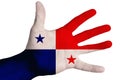 Open palm with the image of the flag of Panama. Multipurpose concept