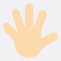 Open palm with splayed fingers greeting gesture