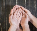 Open palms of female and child`s hands Royalty Free Stock Photo