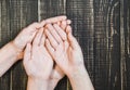 open palms of female and child`s hands Royalty Free Stock Photo