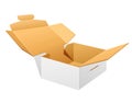 Open parcel boxes, empty brown and white box Royalty Free Stock Photo