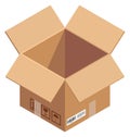 Open parcel icon. Isometric delivery symbol. Cardboard box Royalty Free Stock Photo