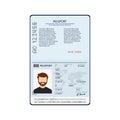 Open passport blank template vector international. Flat design Royalty Free Stock Photo