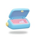 Open Pastel Blue Box with Pink Interior 3D Render Royalty Free Stock Photo