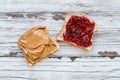 Open Peanut Butter and Strawberry Jelly Sandwich Royalty Free Stock Photo