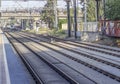 Open perspective shot of empty railway line in Turkey