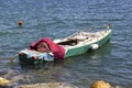 Open perspective shot of fishing boat at open sea Royalty Free Stock Photo