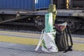 Open perspective shot of traveller bag at railway station