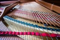 Open piano strings and notes Royalty Free Stock Photo
