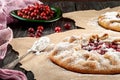 Open pies with gooseberries
