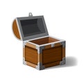 Open pirate chest. wooden box. Symbol of wealth riches. Cartoon flat vector design for gaming interface, vector Royalty Free Stock Photo
