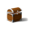 Open pirate chest. wooden box. Symbol of wealth riches. Cartoon flat vector design for gaming interface, vector Royalty Free Stock Photo