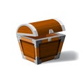 Open pirate chest. wooden box. Symbol of wealth riches. Cartoon flat vector design for gaming interface, vector Royalty Free Stock Photo