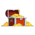 Open pirate treasure chest full of gold coins Royalty Free Stock Photo