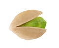 open pistachio nut one isolated on white background with clipping path Royalty Free Stock Photo