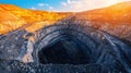 Open-Pit Coal Mine: A Panoramic View of Industrial Excavation and Resource Extraction. The vastness of the mining operat Royalty Free Stock Photo