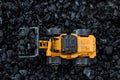 Open pit coal mining, transportation and logistics, top view. Fossil fuels, environmental pollution Royalty Free Stock Photo