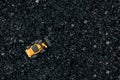 Open pit coal mining, transportation and logistics, top view. Fossil fuels, environmental pollution Royalty Free Stock Photo