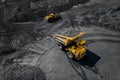 Open pit mine, extractive industry for coal, top view aerial