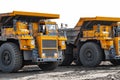 Open pit mine industry, big yellow mining truck for coal anthracite Royalty Free Stock Photo