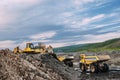 Bulldozer in the mountains of Eastern Siberia / Excavation / Mining Royalty Free Stock Photo