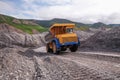 Dump Truck in the mountains of Eastern Siberia / Earthworks / Mining Royalty Free Stock Photo