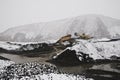 Front Loader in the mountains of Eastern Siberia / Earthworks / Mining Royalty Free Stock Photo