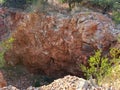 Open pit opal mining in Tequisquiapan Queretaro, Mexico is a natural wonder of towering orange rock formations