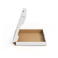 Open pizza box side view Royalty Free Stock Photo