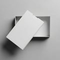 Open plain white rectangular box on a light gray background. The box Royalty Free Stock Photo