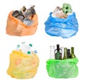 Open plastic bags with rubbish prepared for recycling Royalty Free Stock Photo