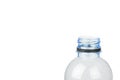 Open plastic bottle on white background