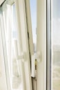 Open plastic ventilated window closeup Royalty Free Stock Photo