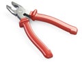 Open pliers with red insulated rubber grips