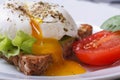 Open poached egg, tomato and bread