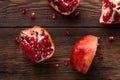 Open pomegranate fruit. Ripe pomegranate Royalty Free Stock Photo