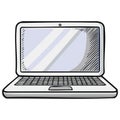 Open Portable Computer Device Displaying Screen with Keyboard Royalty Free Stock Photo