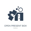 open present box icon in trendy design style. open present box icon isolated on white background. open present box vector icon Royalty Free Stock Photo