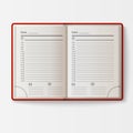 Open realistic notebook with pages diary office sheet template booklet and blank paper education copybook organizer Royalty Free Stock Photo