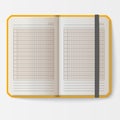 Open realistic notebook with pages diary office sheet template booklet and blank paper education copybook organizer Royalty Free Stock Photo