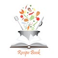 Open recipe book on white . Royalty Free Stock Photo