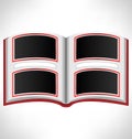 Open red book on grayscale Royalty Free Stock Photo