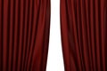 Open red curtains in theatre