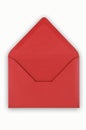 Open red envelope on white background. Royalty Free Stock Photo